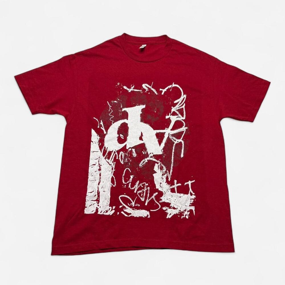 Red Abstract Graphic T Shirt Men’s Large Cotton Streetwear Tee